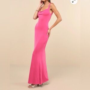 Lulu's Vibrant Fuchsia Pink Column Maxi Dress Women’s size XS